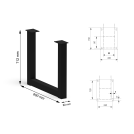 Noga do stołu w kształcie U czarna 80x80 H-720