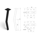 Noga do stołu wygięta (kolano) czarna 50x30 H-720