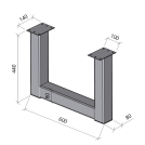 Noga do stołu U 80x80 H-440 szeroka 600