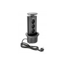Gniazdo meblowe GTV 100mm 3x gniazdo z uziemieniem (czarny) AE-BPW3GU-20